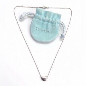 Tiffany & Co. Elsa Peretti Bean Necklace 16" 925 Sterling Silver with pouch